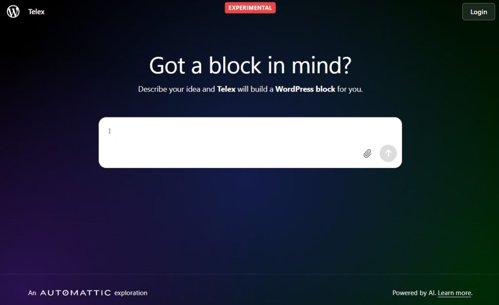 WordPress Telex la herramienta IA experimental del popular administrador de sitios Wordpress telex
